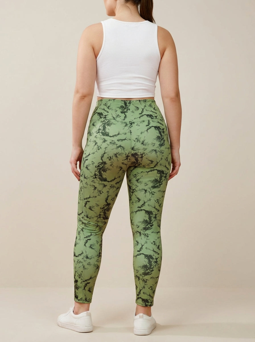 Olive Shadow Printed Tights