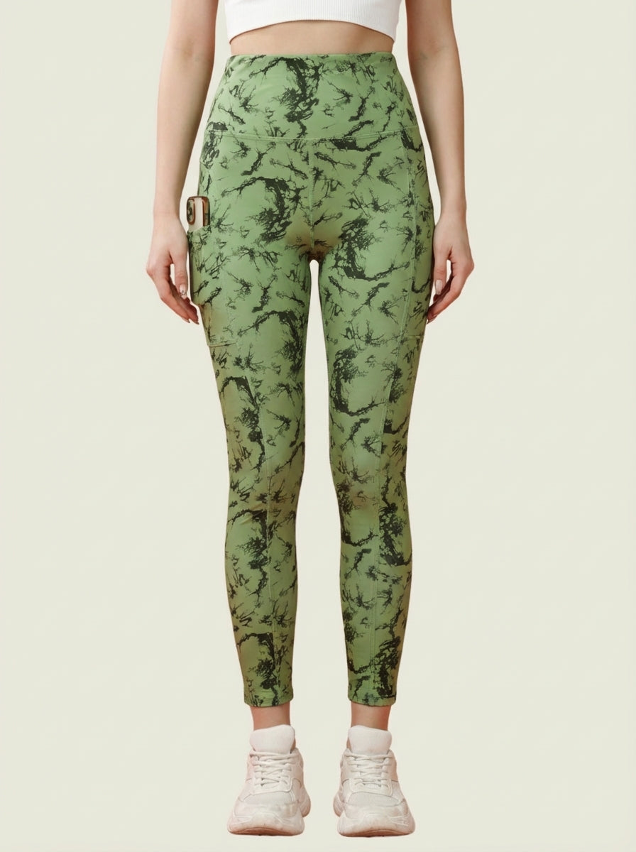 Olive Shadow Printed Tights