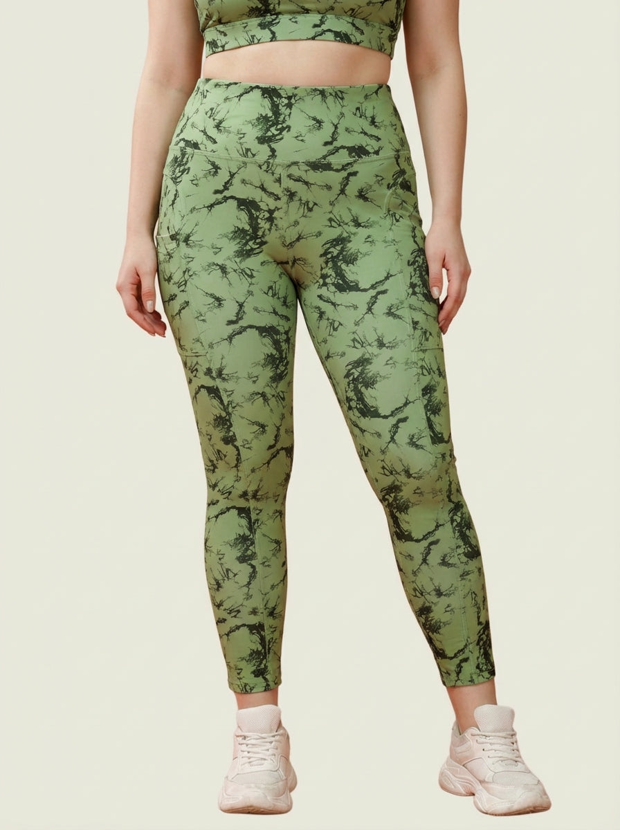 Olive Shadow Printed Tights